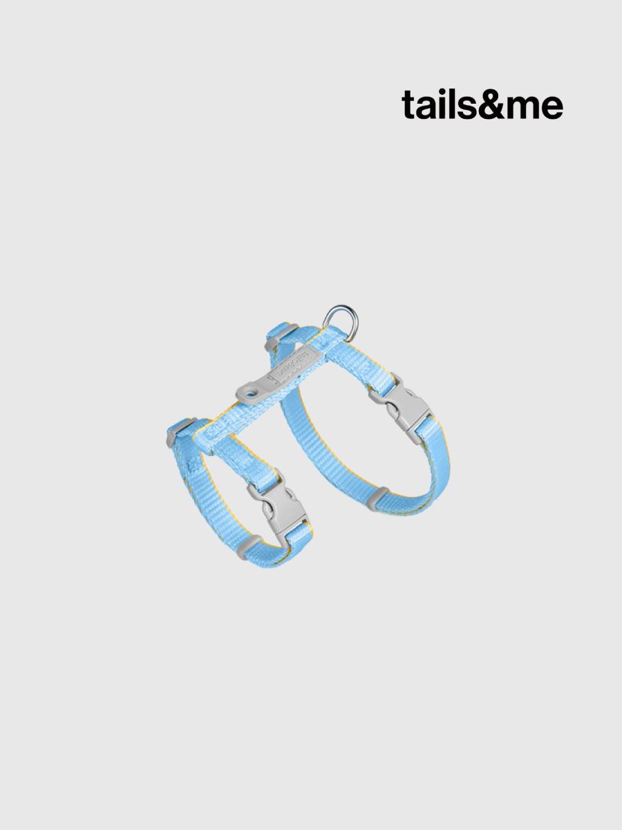 【tails&me 尾巴與我】新經典 貓工型胸背帶 | TailsCharm™適用｜水藍亮黃 (雙色)