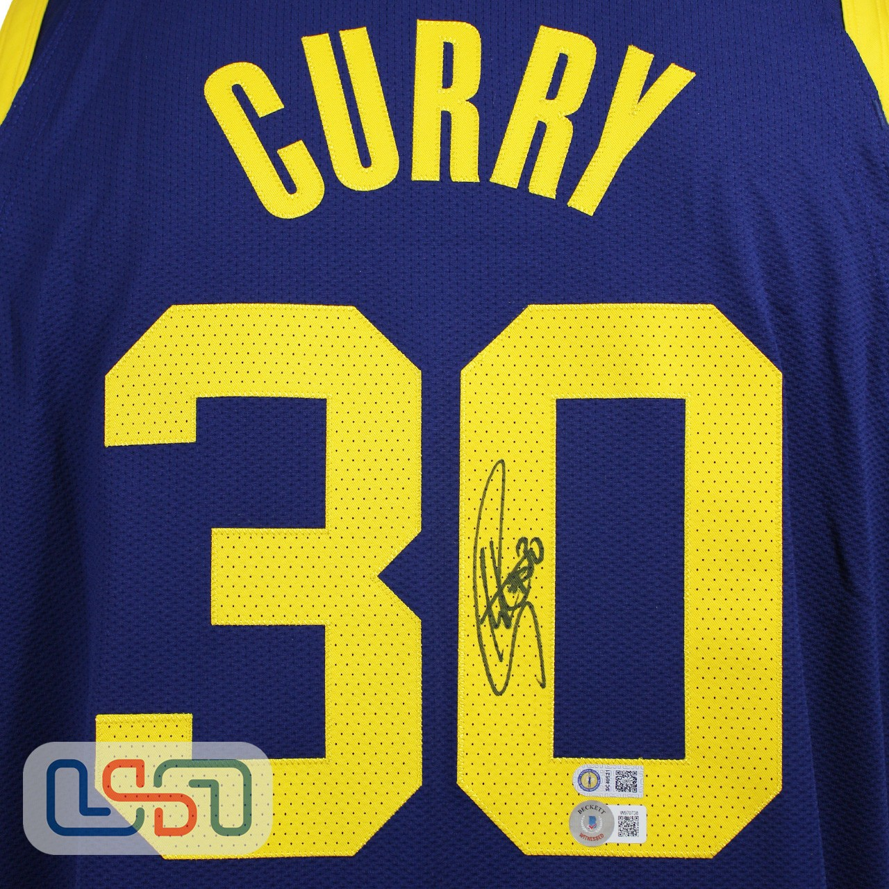 Stephen Curry Golden State Warriors Autographed Navy Jordan Brand 2022-23 Statement Edition Authentic Jersey -USA SM BAS