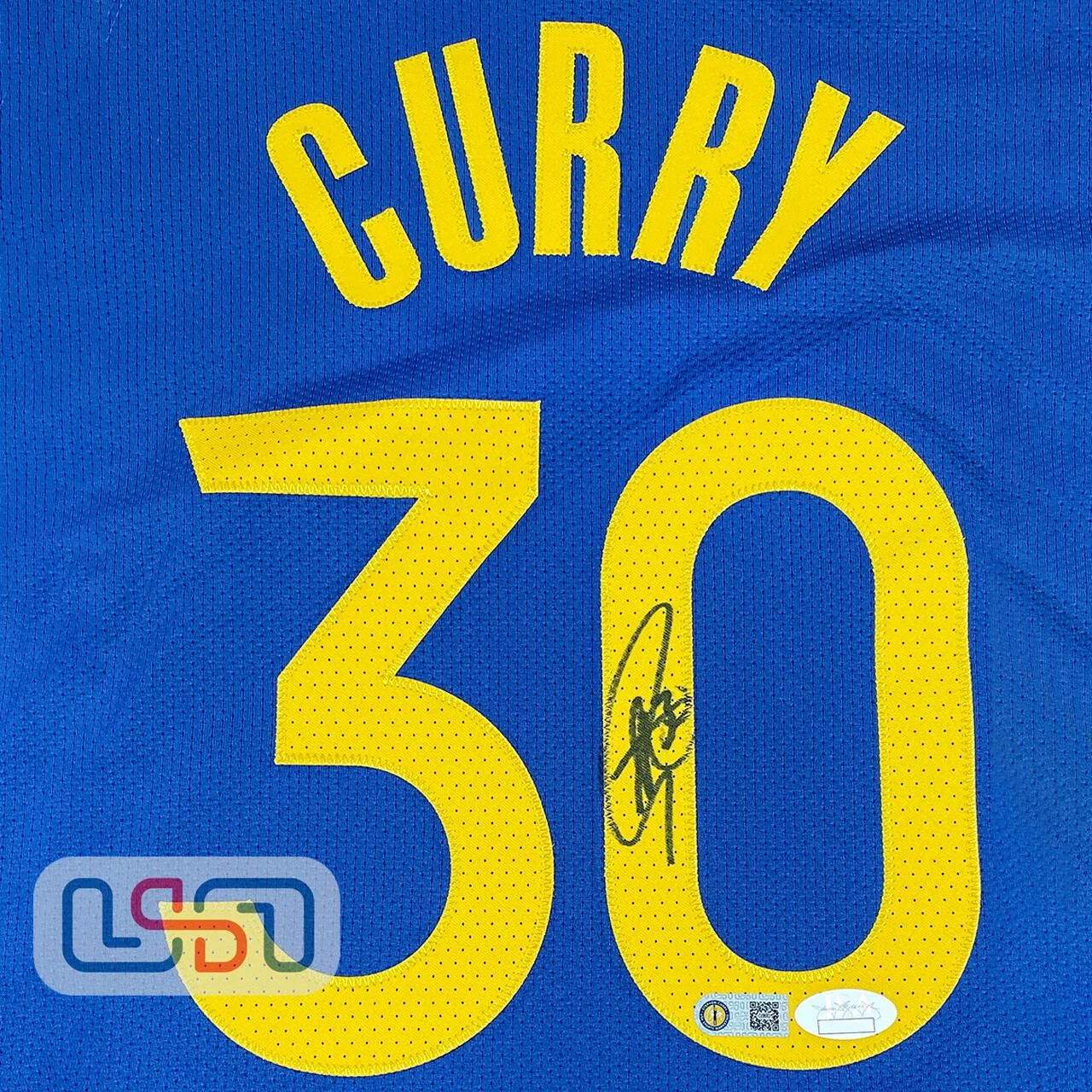 Stephen Curry Signed Warriors Blue Nike Authentic Jersey USA SM JSA