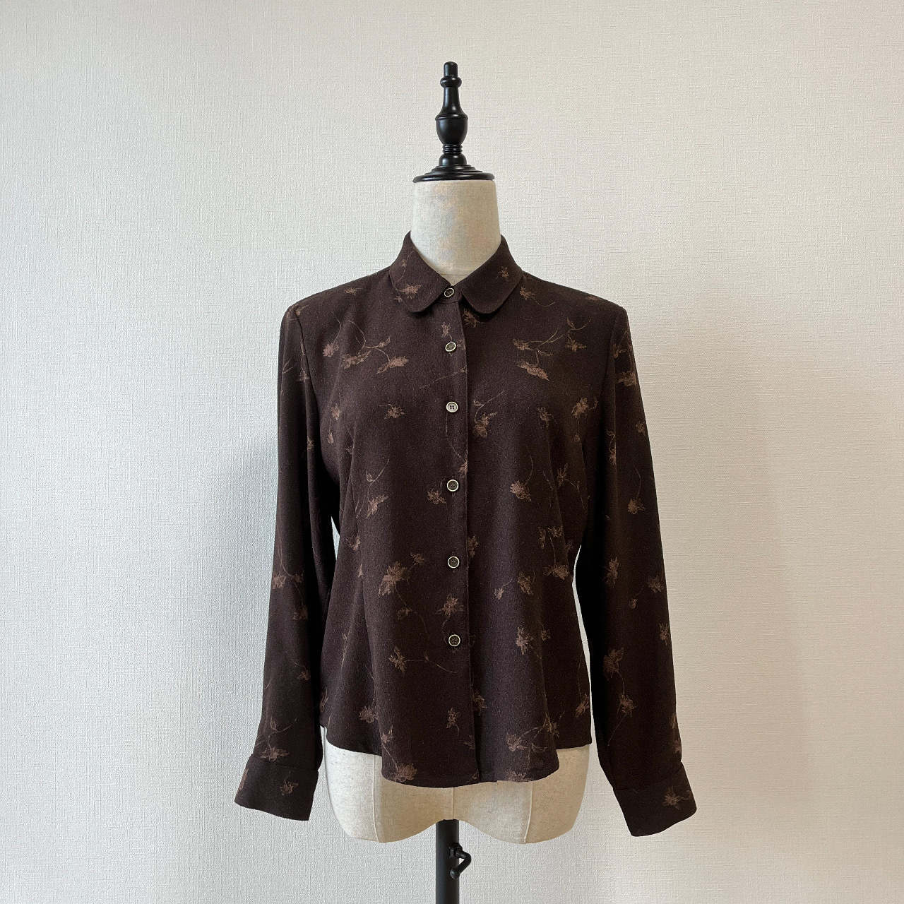 日本製啡色落葉圖案古著上衣
