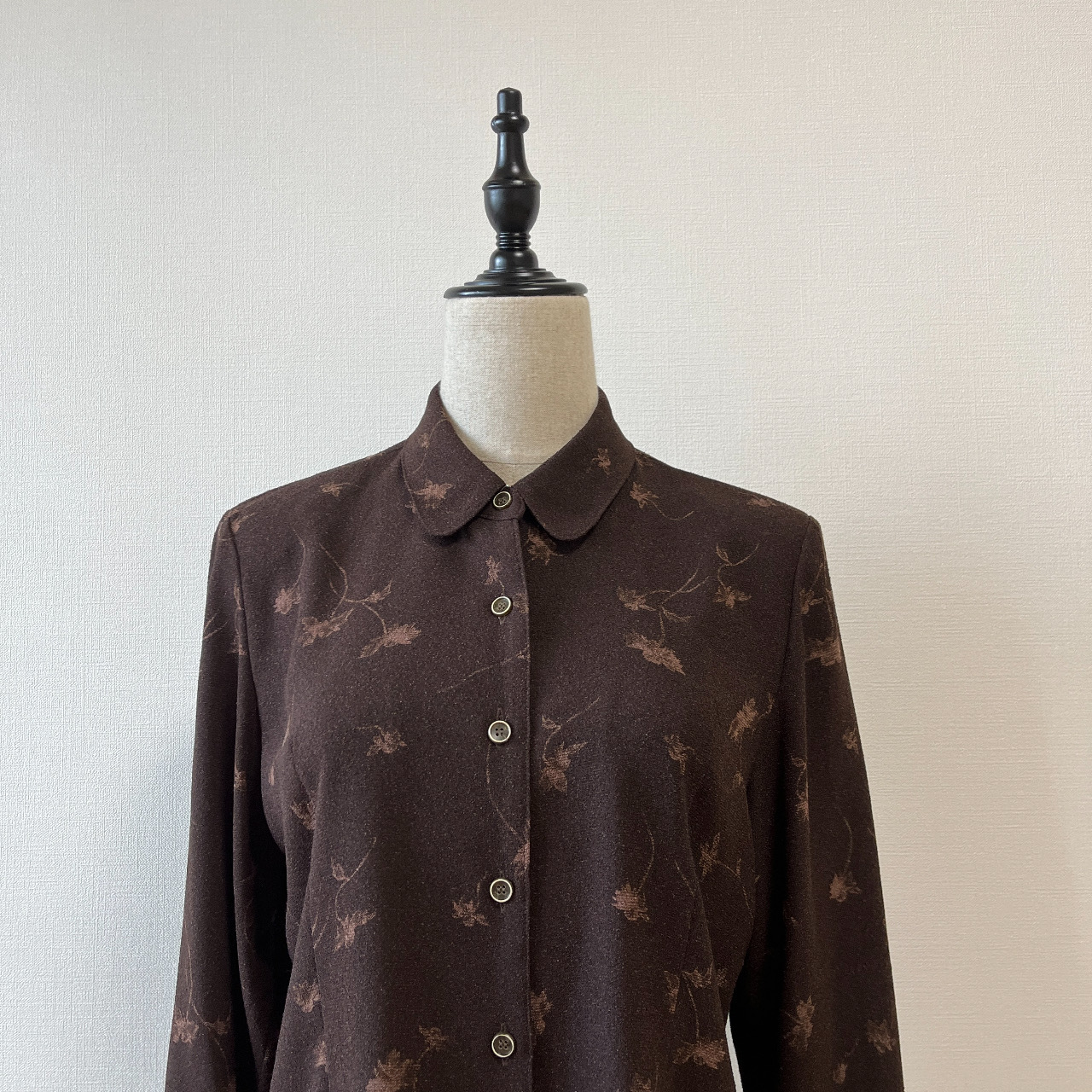日本製啡色落葉圖案古著上衣