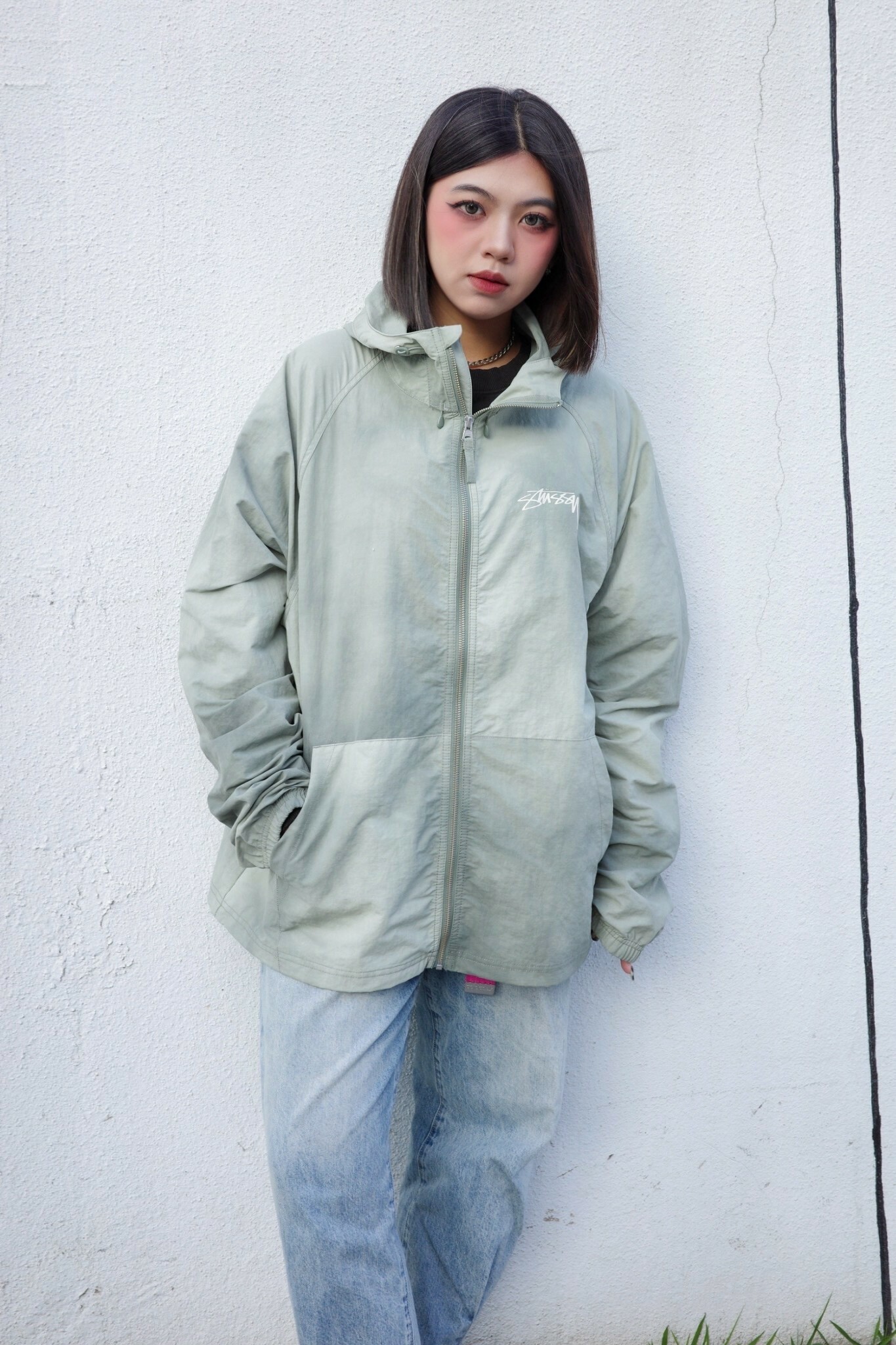 Stussy Beach Shell Wave Dye SS24 外套渲染尼龍黑色風衣外套11574