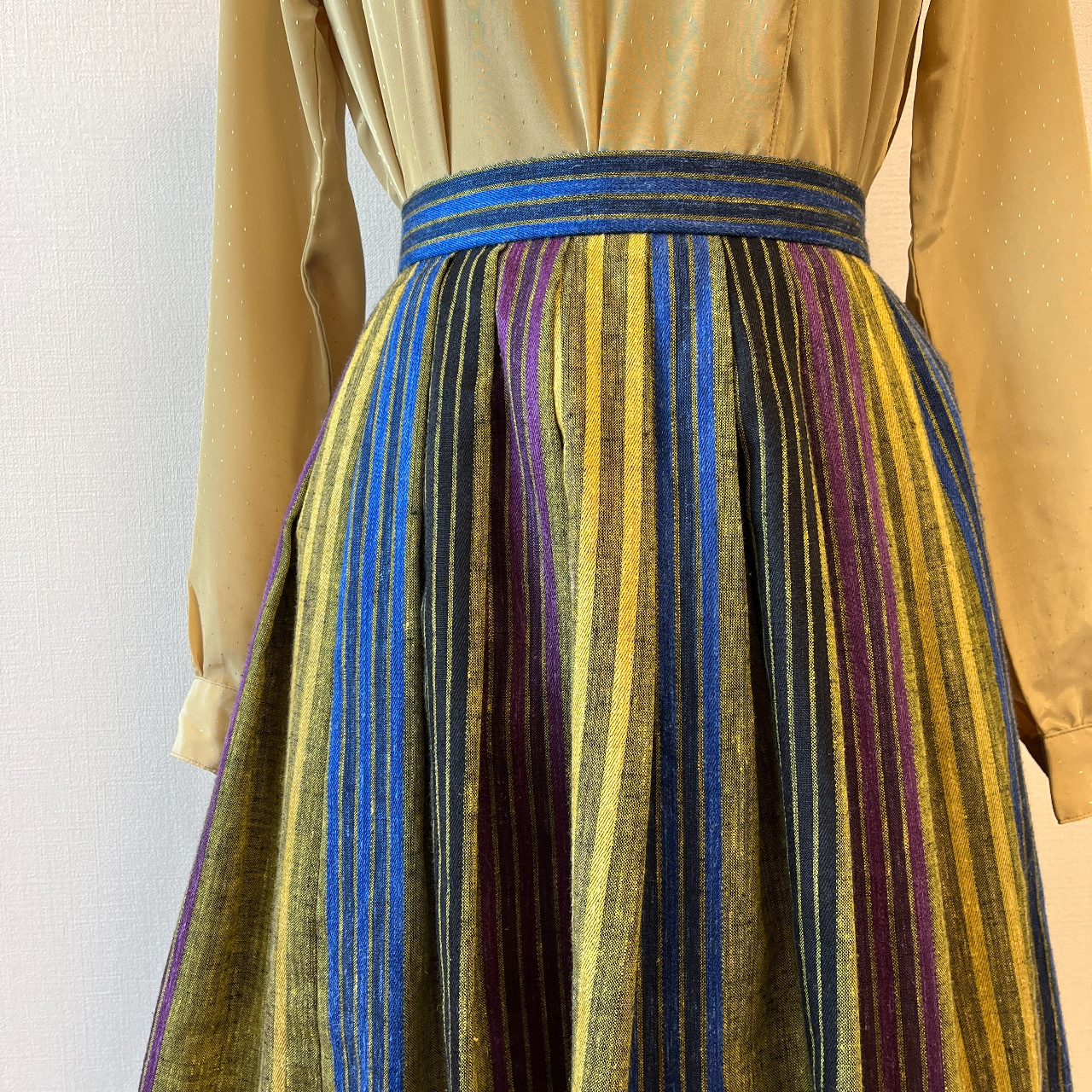 Louis Joone搽茶綠色條紋半身裙