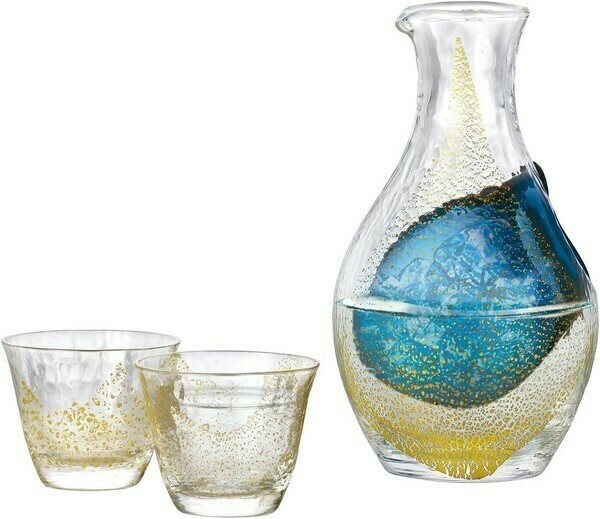 日本金箔青藍冷清酒杯套裝 (日本製)