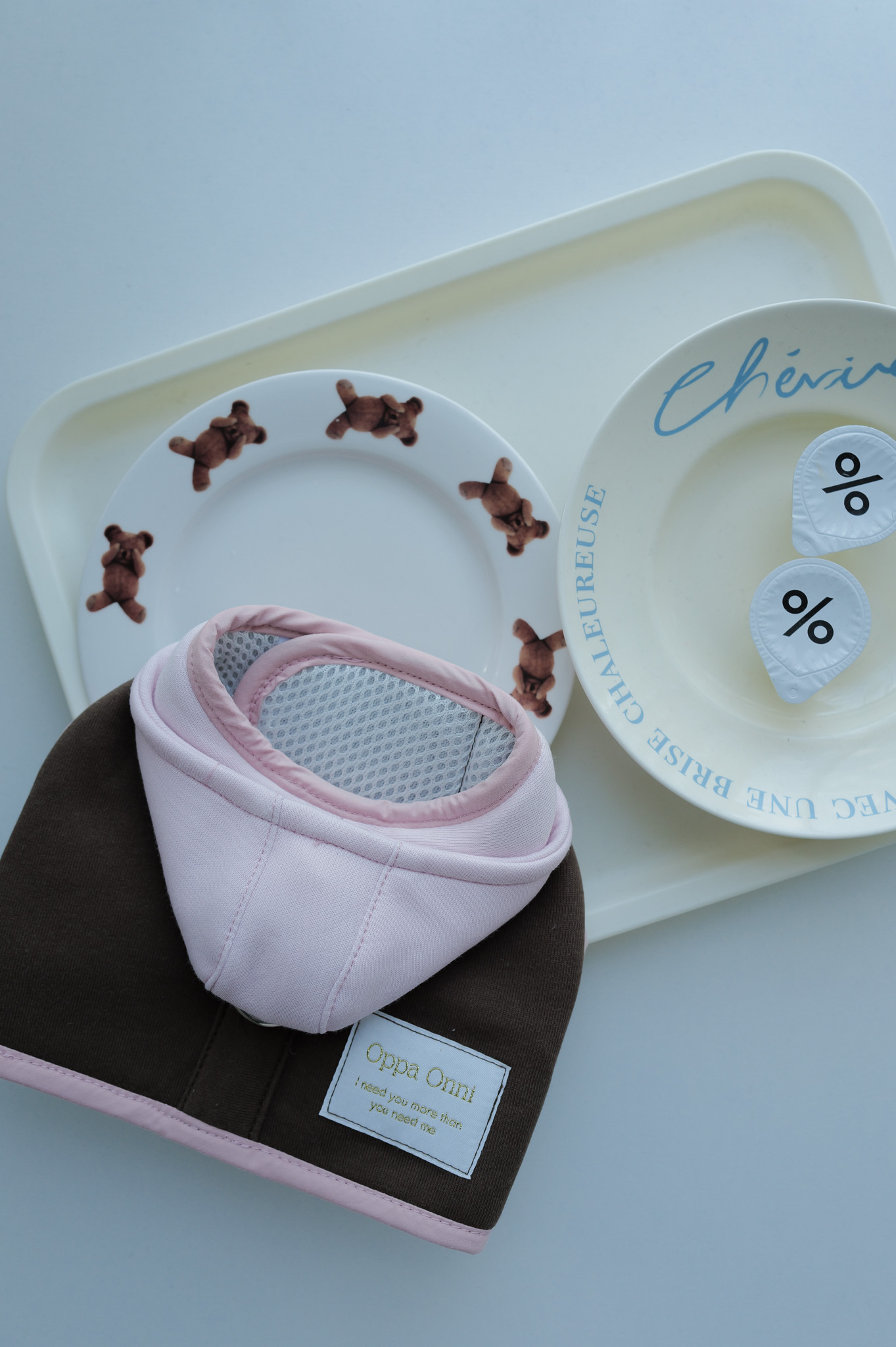 撞色帽T胸背 - 咖粉