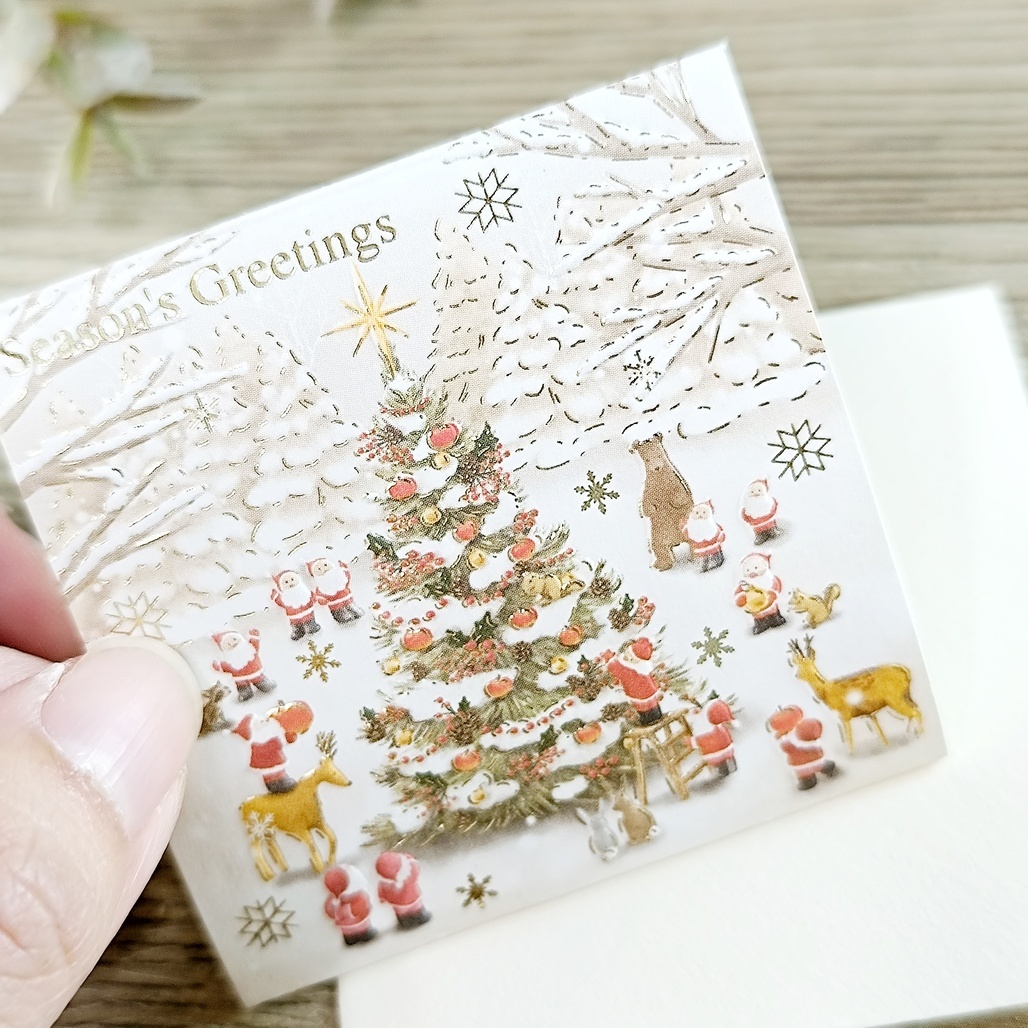 日本Greeting Life．迷你立體聖誕老人卡 白色聖誕 P-268