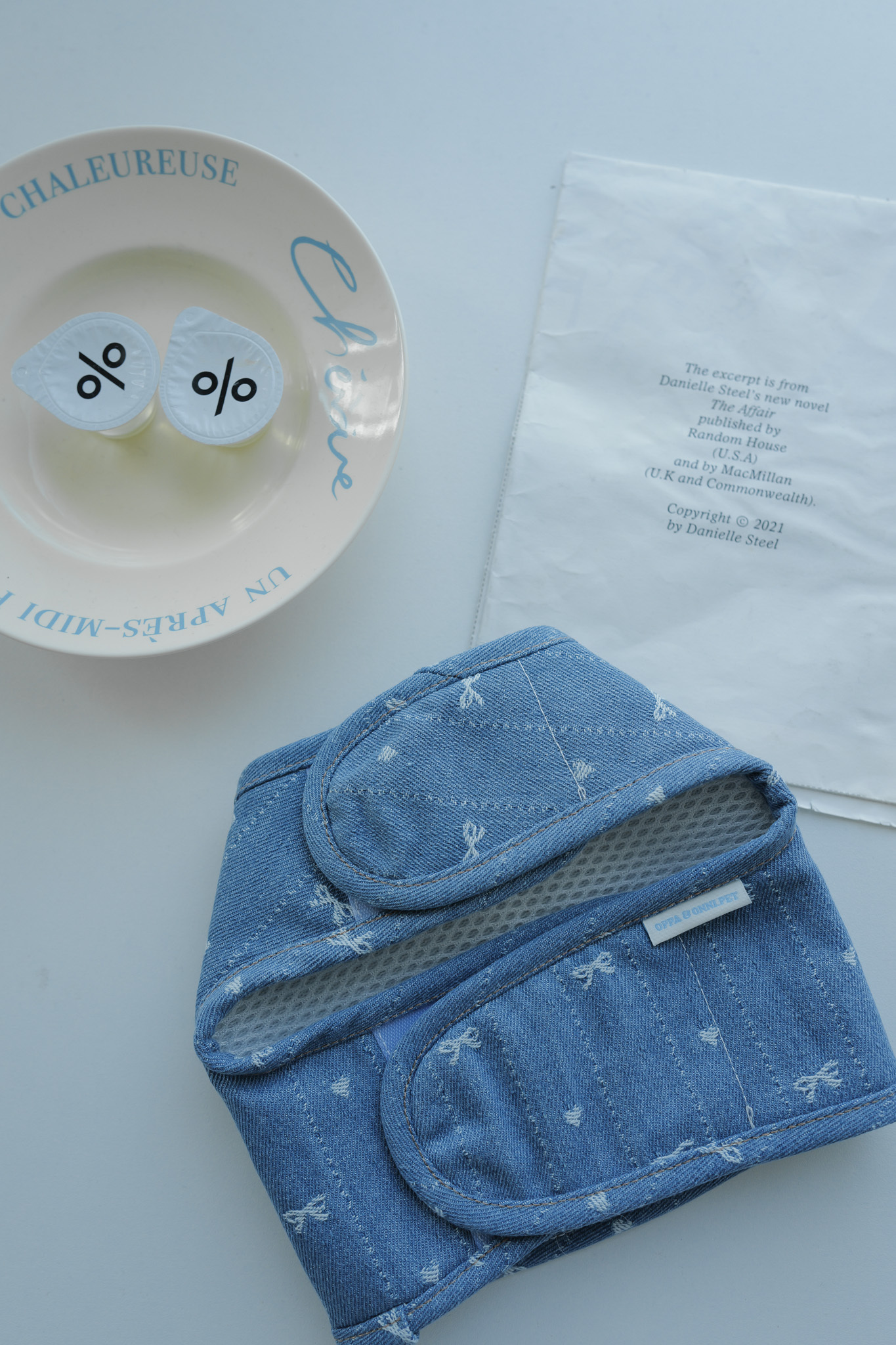 韓國蝴蝶結單寧胸背 牛仔淺藍