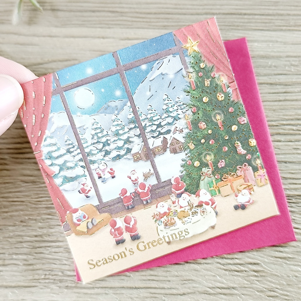 日本Greeting Life．迷你立體聖誕老人卡 紅色聖誕 P-267