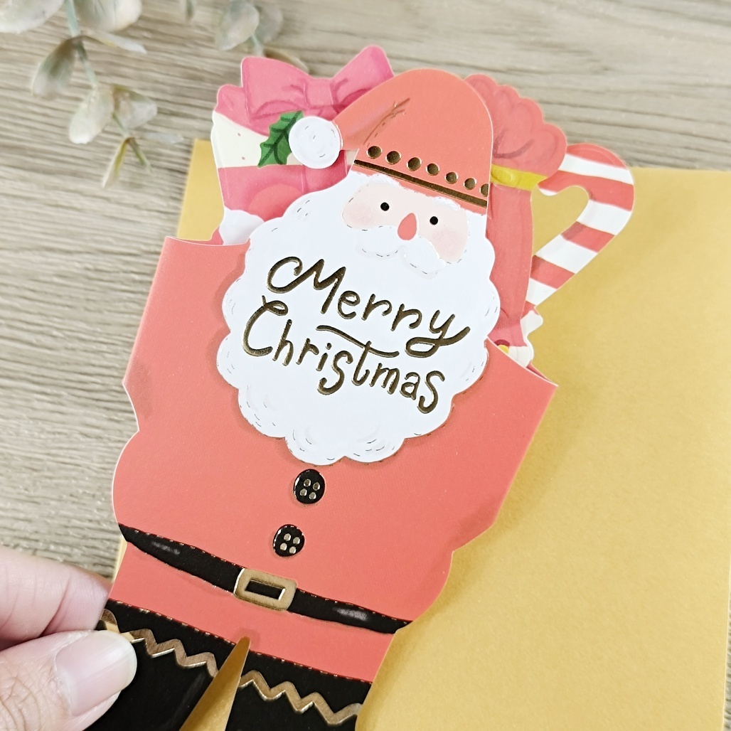 日本Greeting Life．雙開三折聖誕老人驚喜卡 YD-37