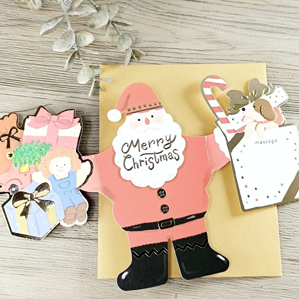 日本Greeting Life．雙開三折聖誕老人驚喜卡 YD-37