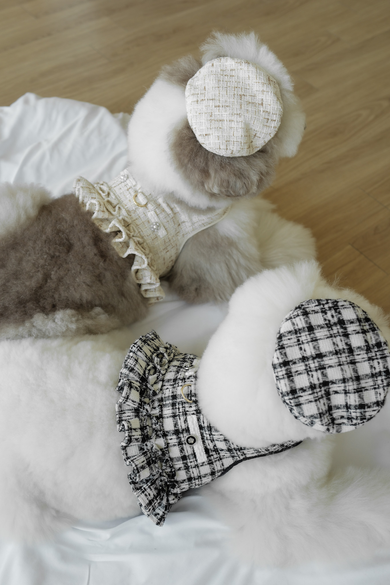 優雅毛呢小香胸背+帽子 黑色