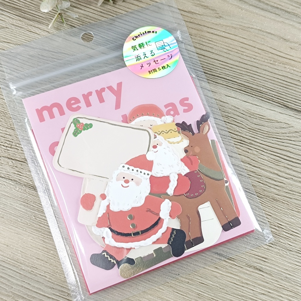 日本Greeting Life．迷你造型聖誕卡片包(5入) 聖誕老人行動 YD-36