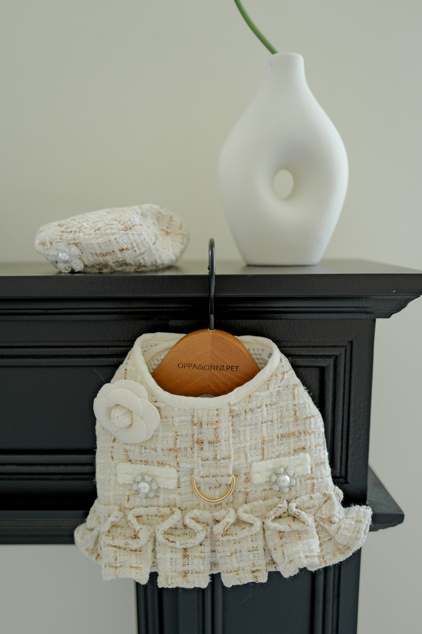 優雅毛呢小香胸背+帽子 咖色