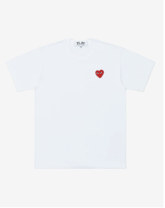 PLAY CDG 水鑽密合版  短TEE Unisex T-Shirt Emblem X Rhinestone White/Red