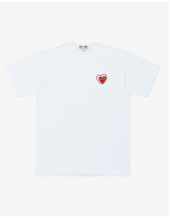 PLAY CDG 水鑽稍寬版  短TEE Unisex T-Shirt Emblem X Metalstone White/Black