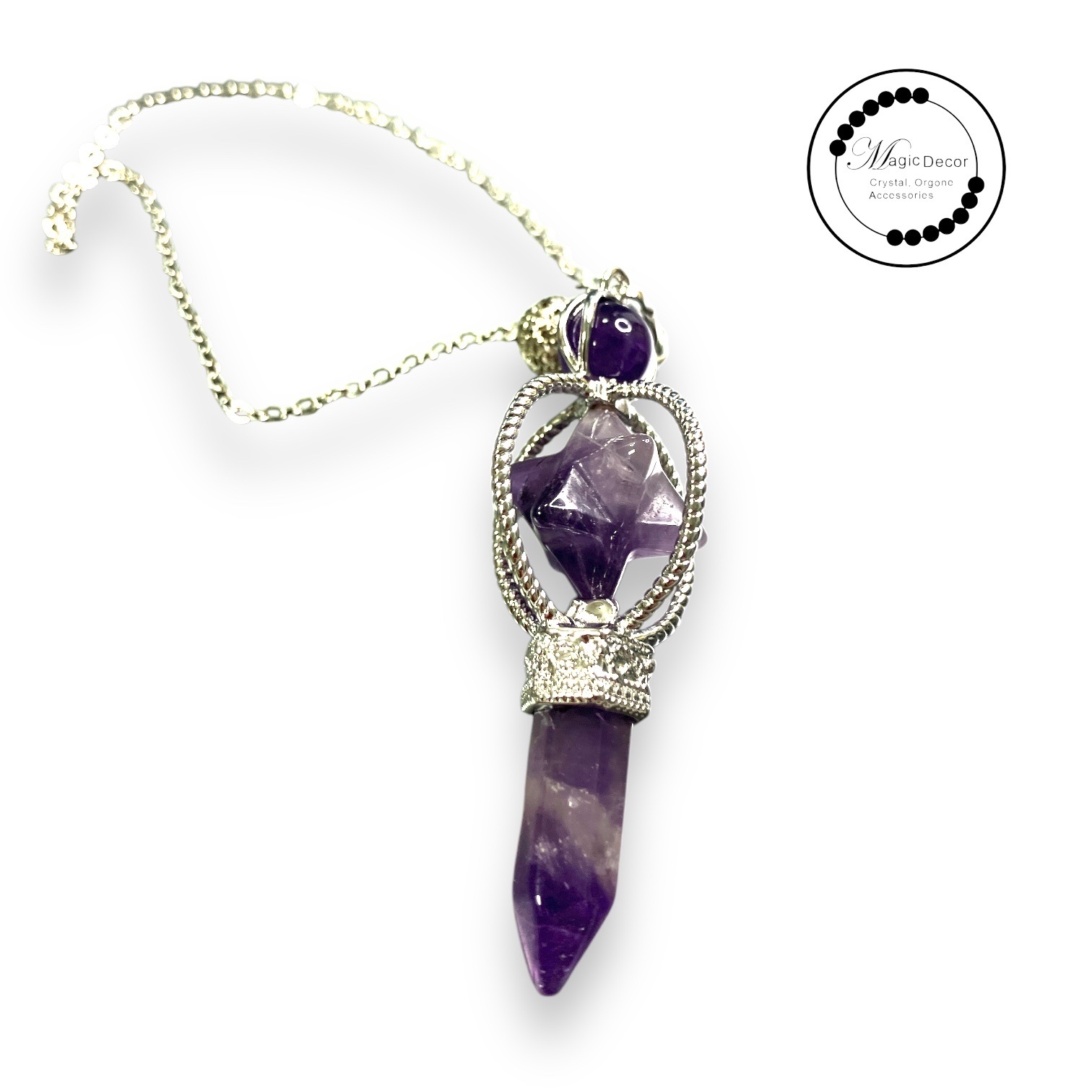 250927 - C75 紫水晶梅爾卡巴靈擺吊咀頸鏈