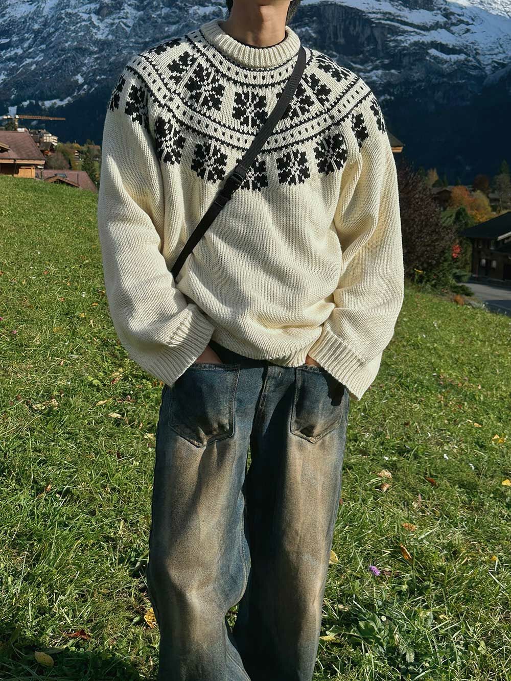 (韓國獨家特價)北歐雪花針織衫