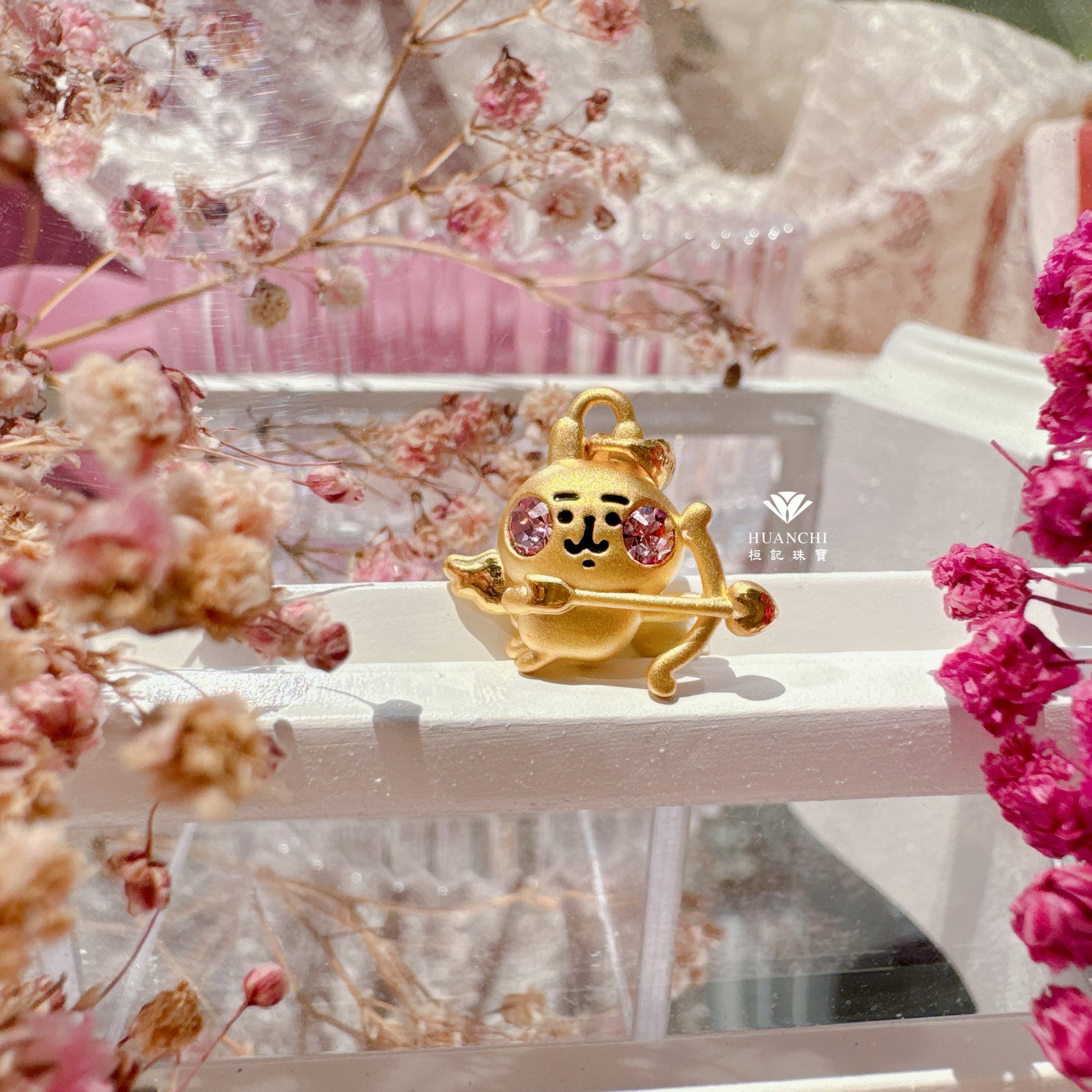 卡娜赫拉的小動物 邱比特粉紅兔兔/邱比特P助 黃金墜子