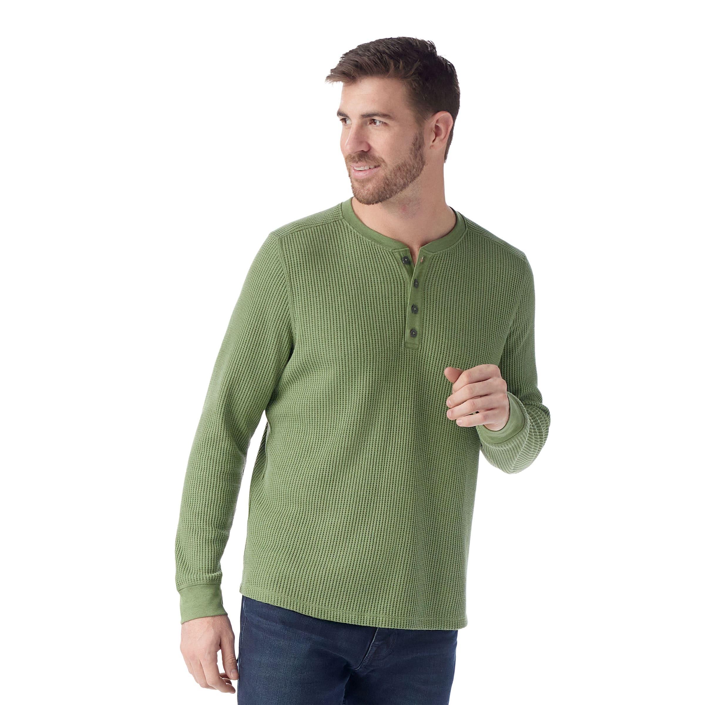 Smartwool Men's Waffle Long Sleeve Henley 男款 亨利領 亨利衫-華夫格 長袖上衣 蕨綠 SW002594N06 [HappyOutdoor]