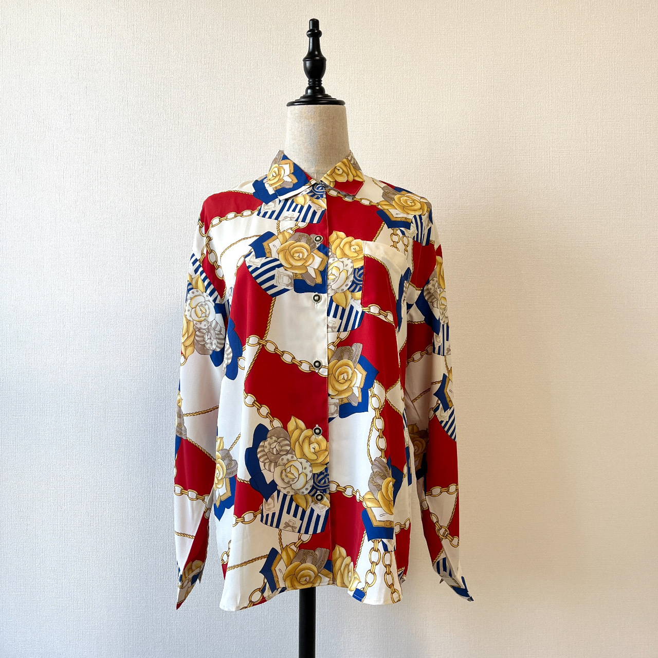 日本製紅色玫瑰花巴洛克上衣