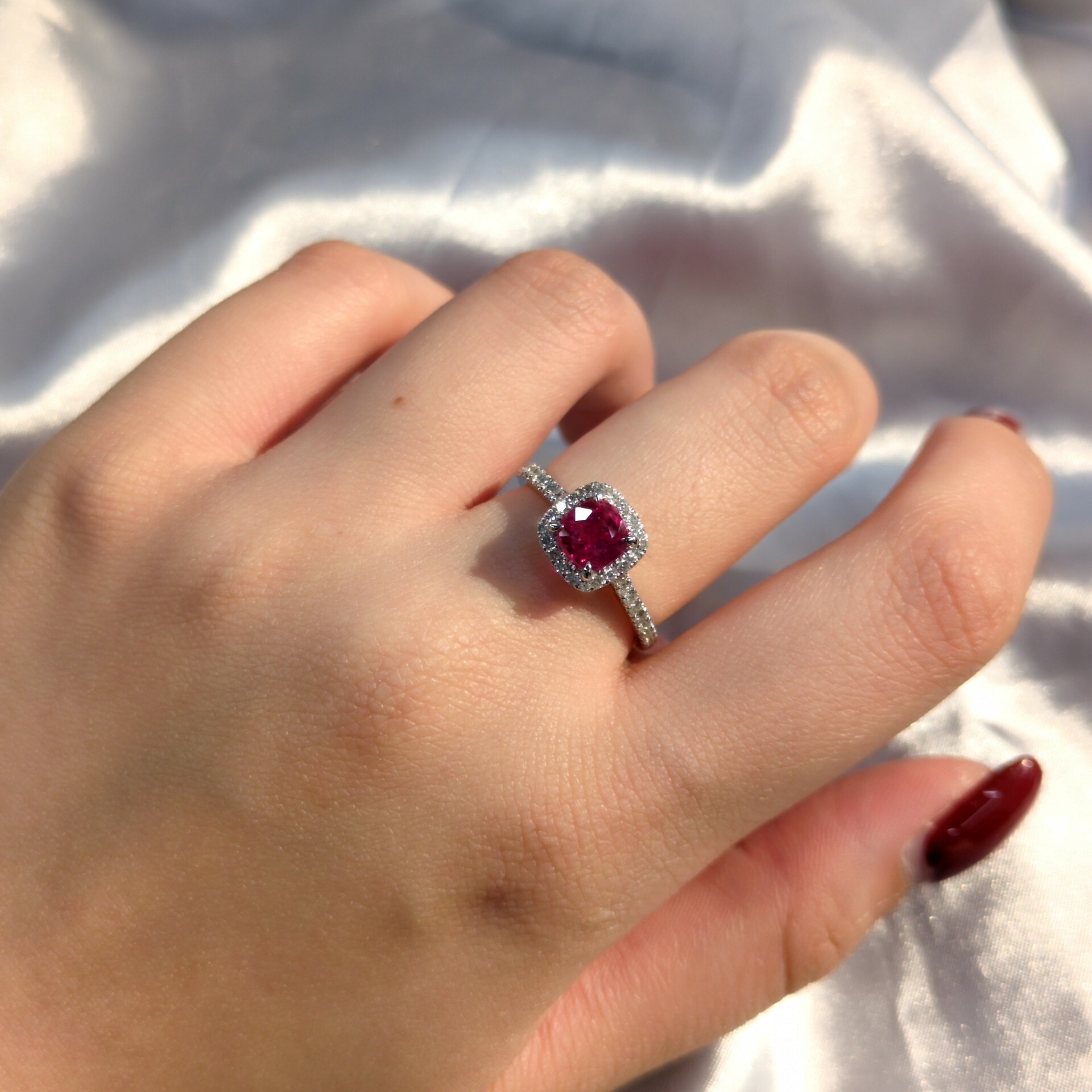 18K White Gold 1.26ct Ruby and Diamond Ring