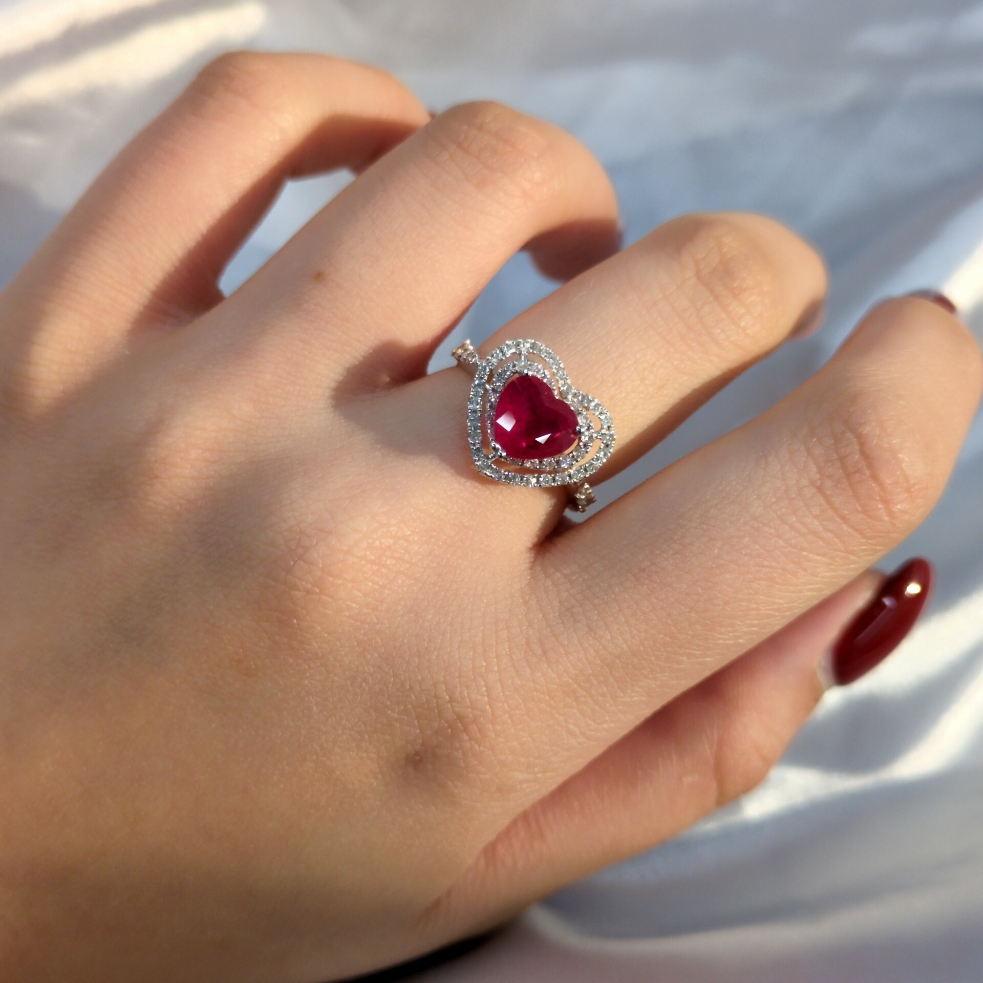 18K White Gold 1.48ct Ruby and Diamond Ring