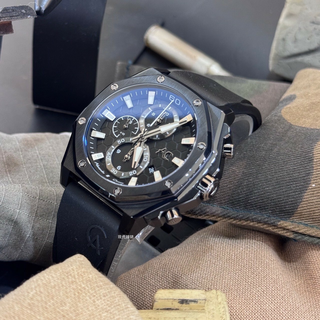 【Alexandre Christie亞力克麗 AC錶】蜂巢系列9601 GC系列 氟橡膠款9601GCREPBA 44.5mm現代鐘錶