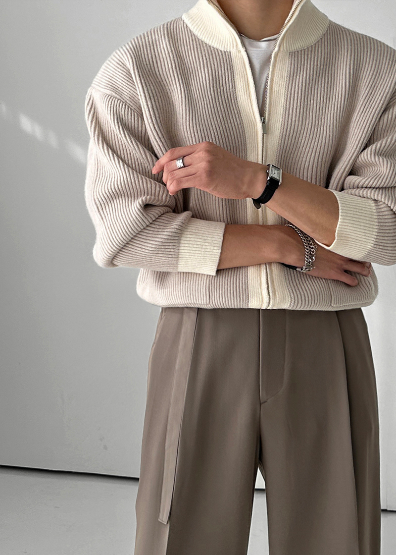 和諧配色羊毛拉鍊衫