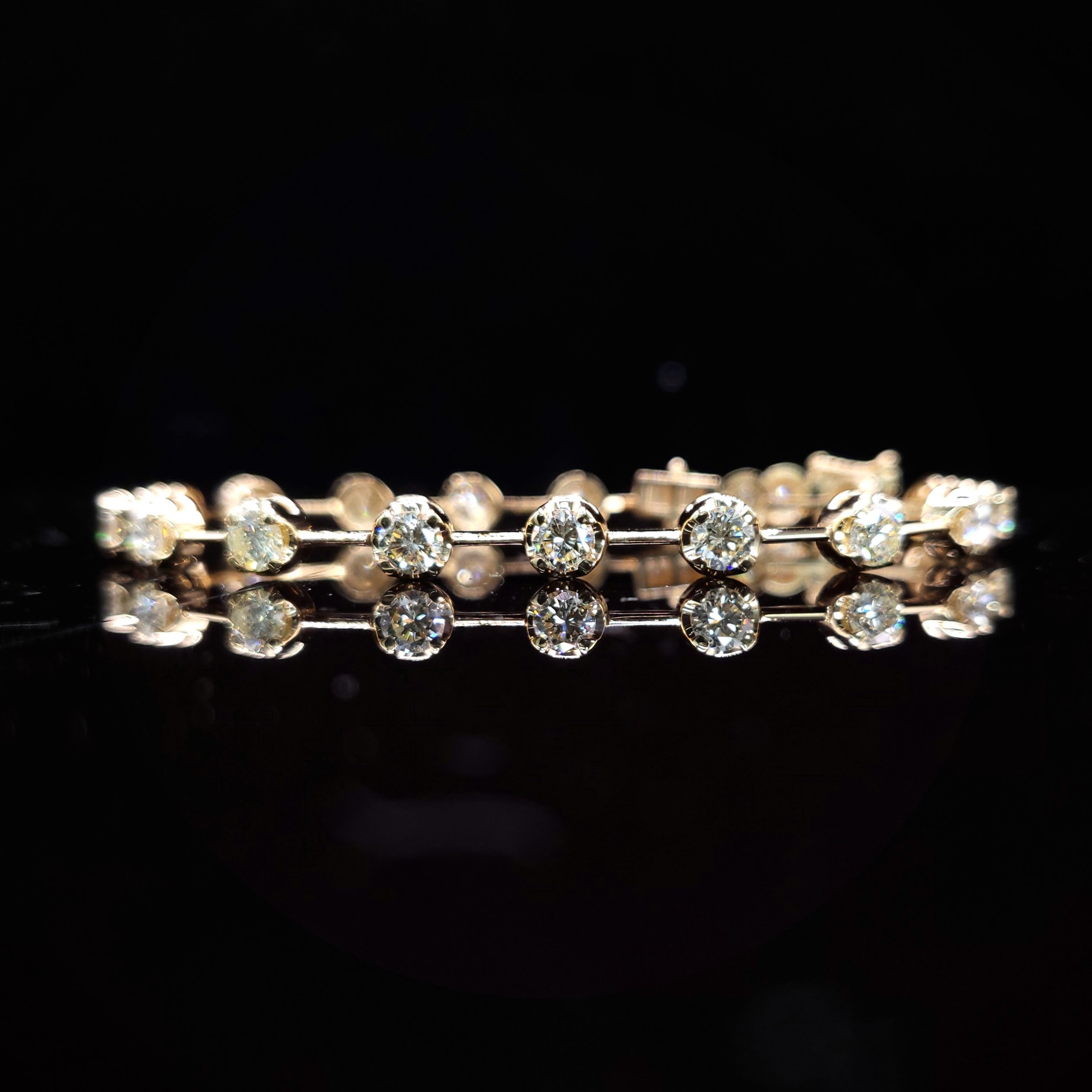 全新18K黃金3卡35份鑽石手鍊