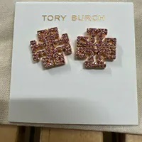 [S] TORY BURCH CH BRITTEN PAVE STUD EARRING,ROSE GOLD/ROSE, 155520-689 (STB630)