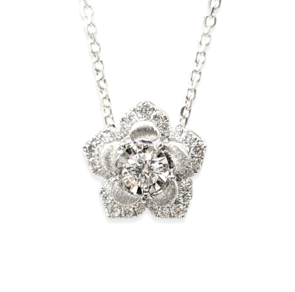 18K白金天然鑽石吊墜