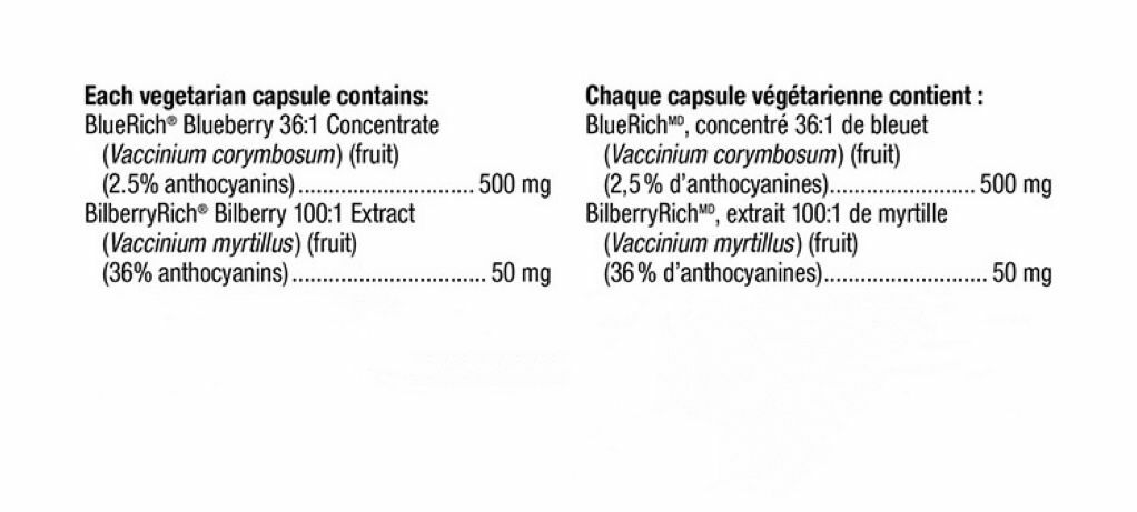 Webber Naturals Blueberry Plus with Bilberry 500 mg/50 mg ,120 Vegetarian Capsules