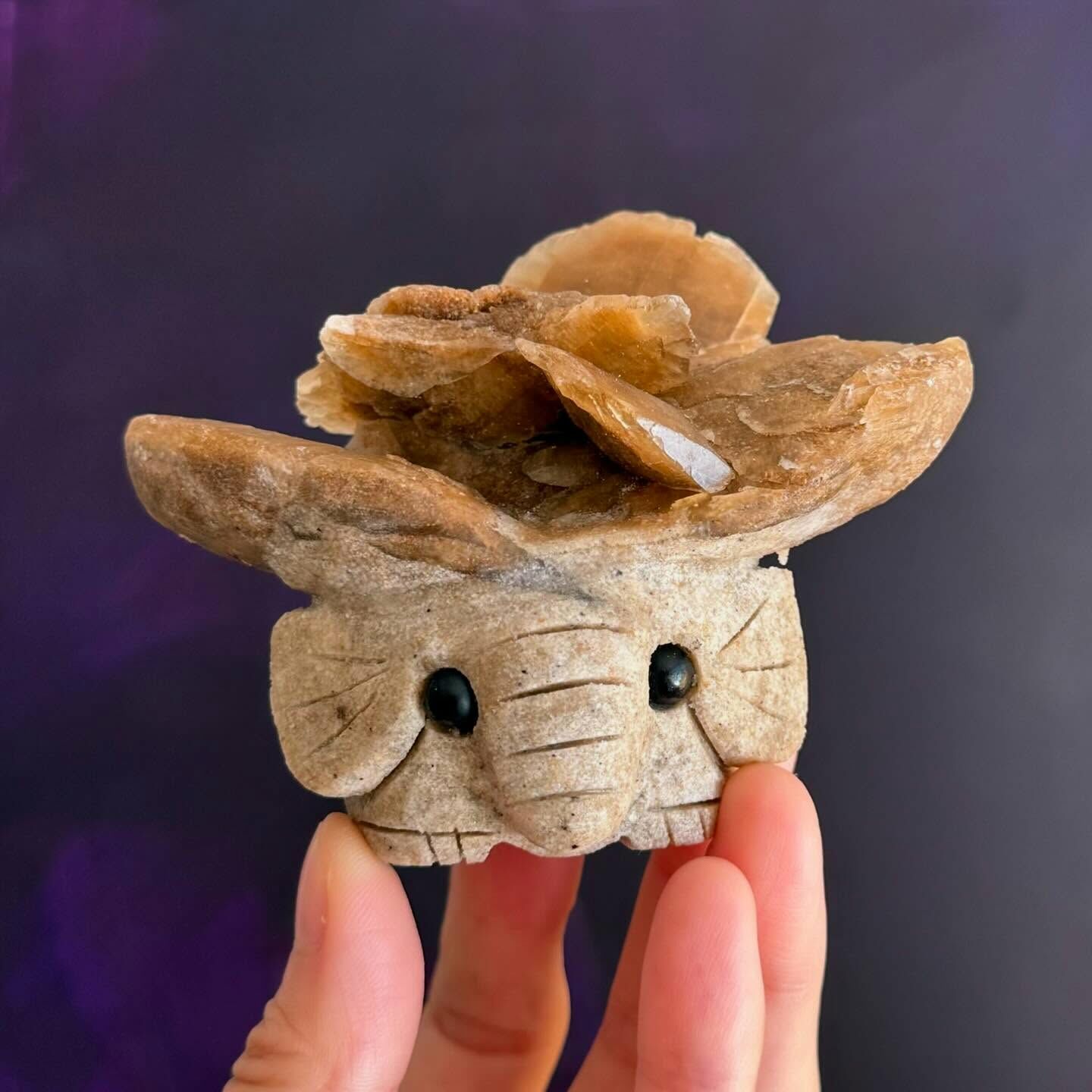 [原石] 沙漠玫瑰石 大象擺件