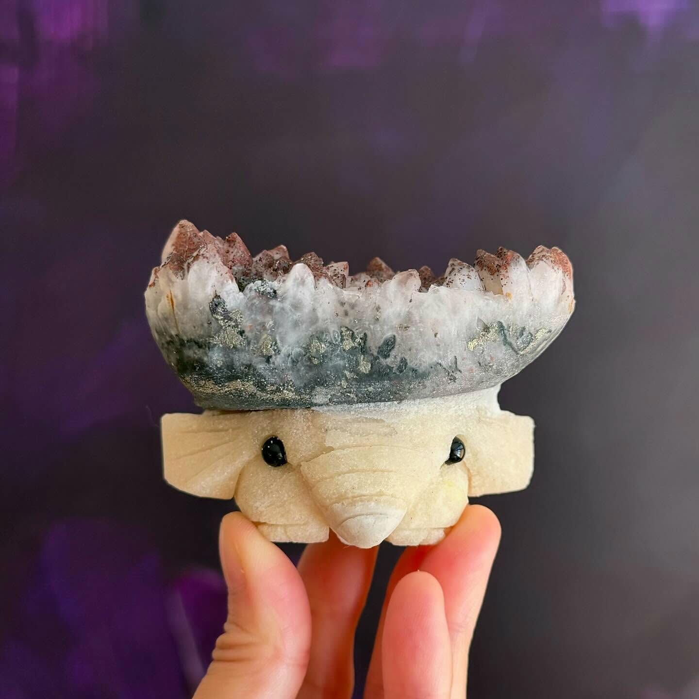 [原石] 紅幽靈水晶 大象水晶擺件