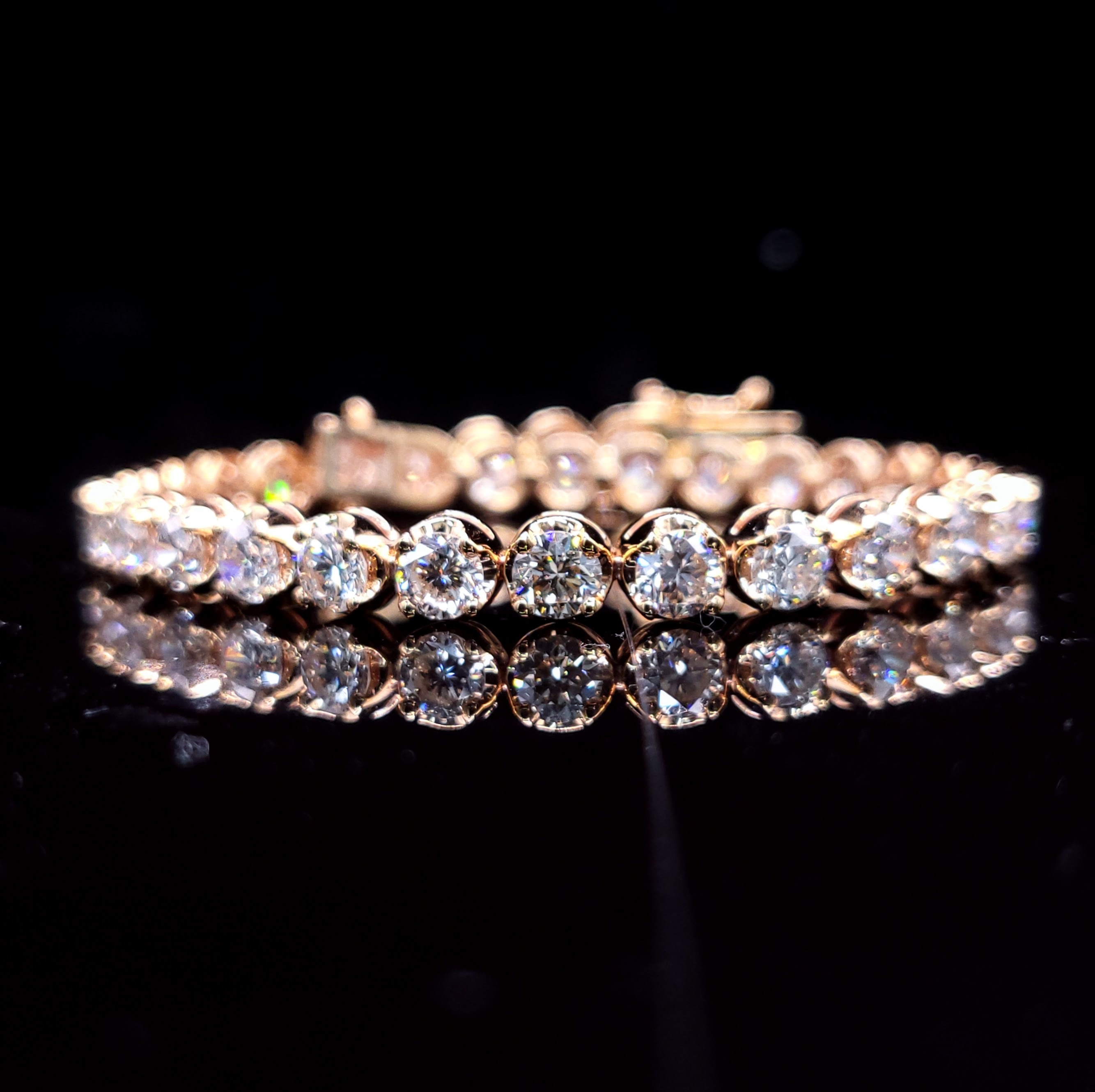 全新18K玫瑰金7卡22份鑽石手鍊