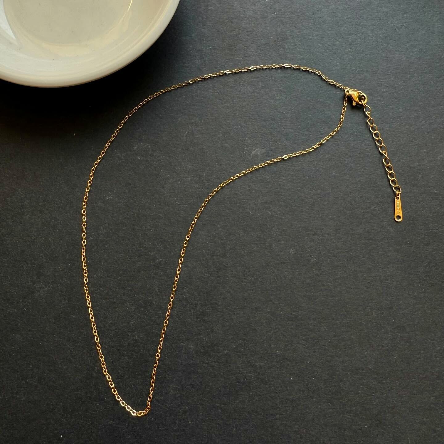 [原石] 不鏽鋼金項鍊 約 38+5公分