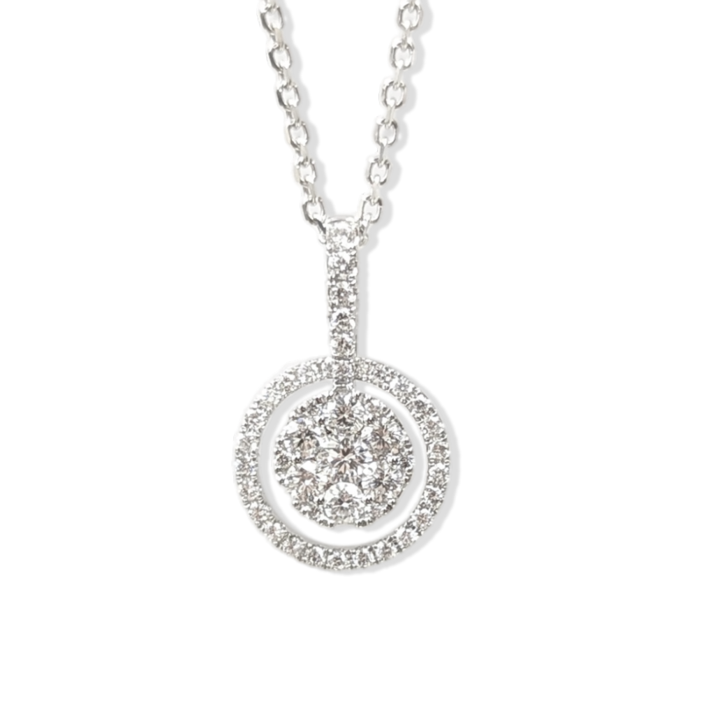 18K白金天然鑽石吊墜