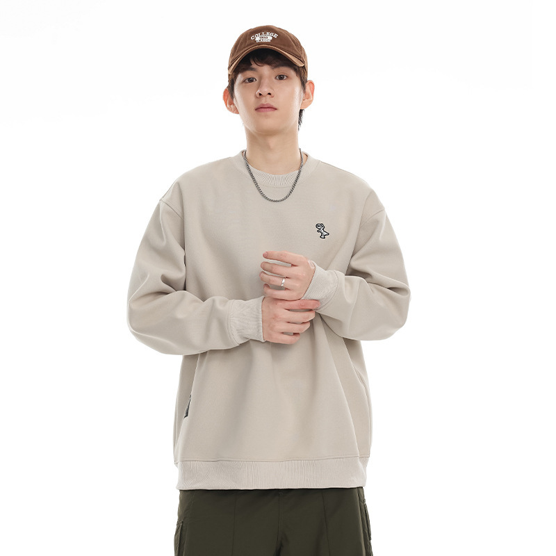 12M23 簡約百搭恐龍刺繡素色大學TEE 四色