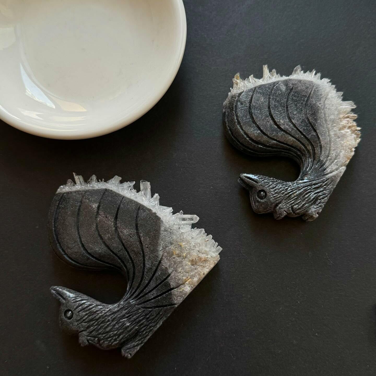 [原石] 白水晶簇 松鼠 水晶擺件