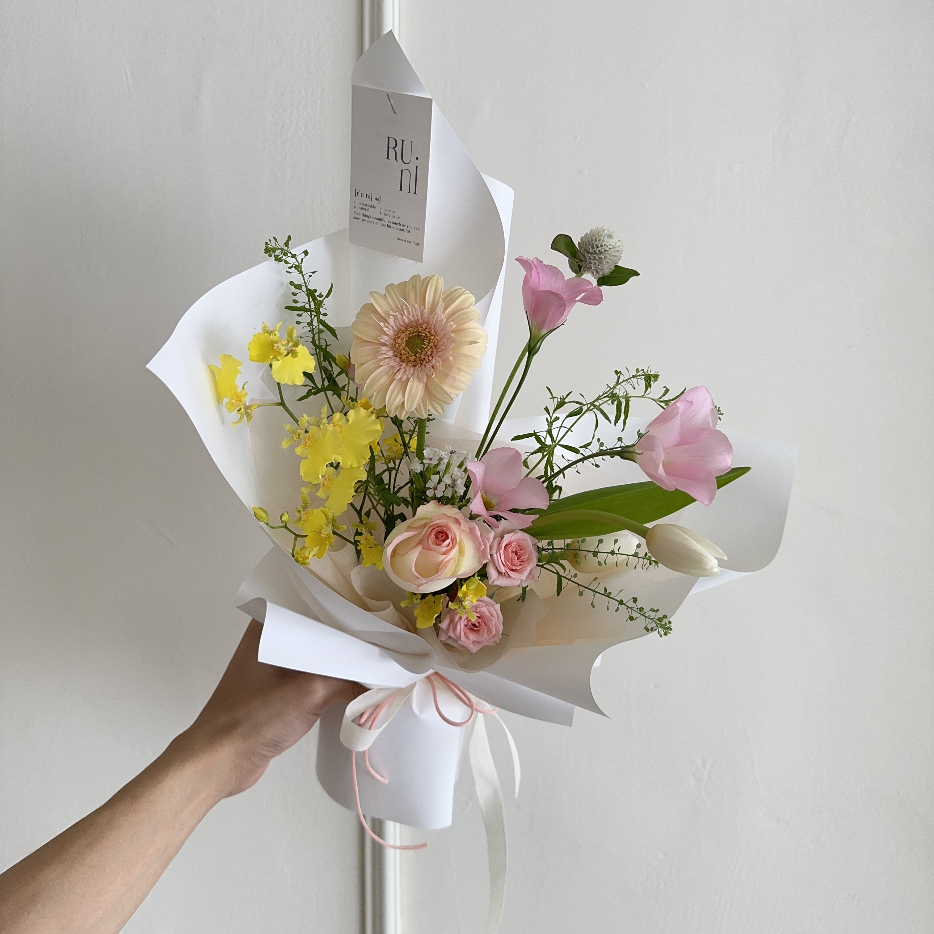 晨曦曖昧 - 客製黃粉色系鮮花花束