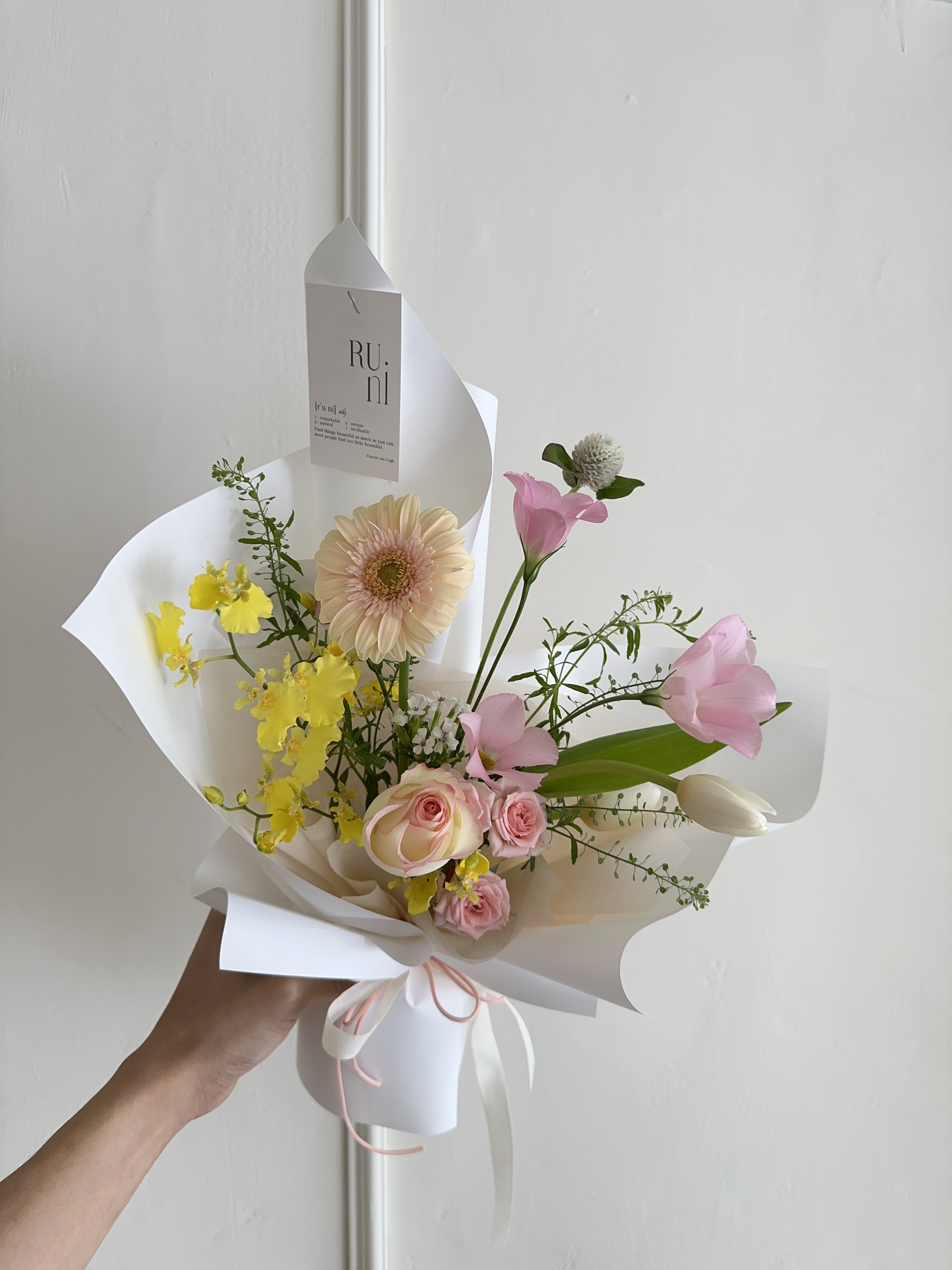 晨曦曖昧 - 客製黃粉色系鮮花花束