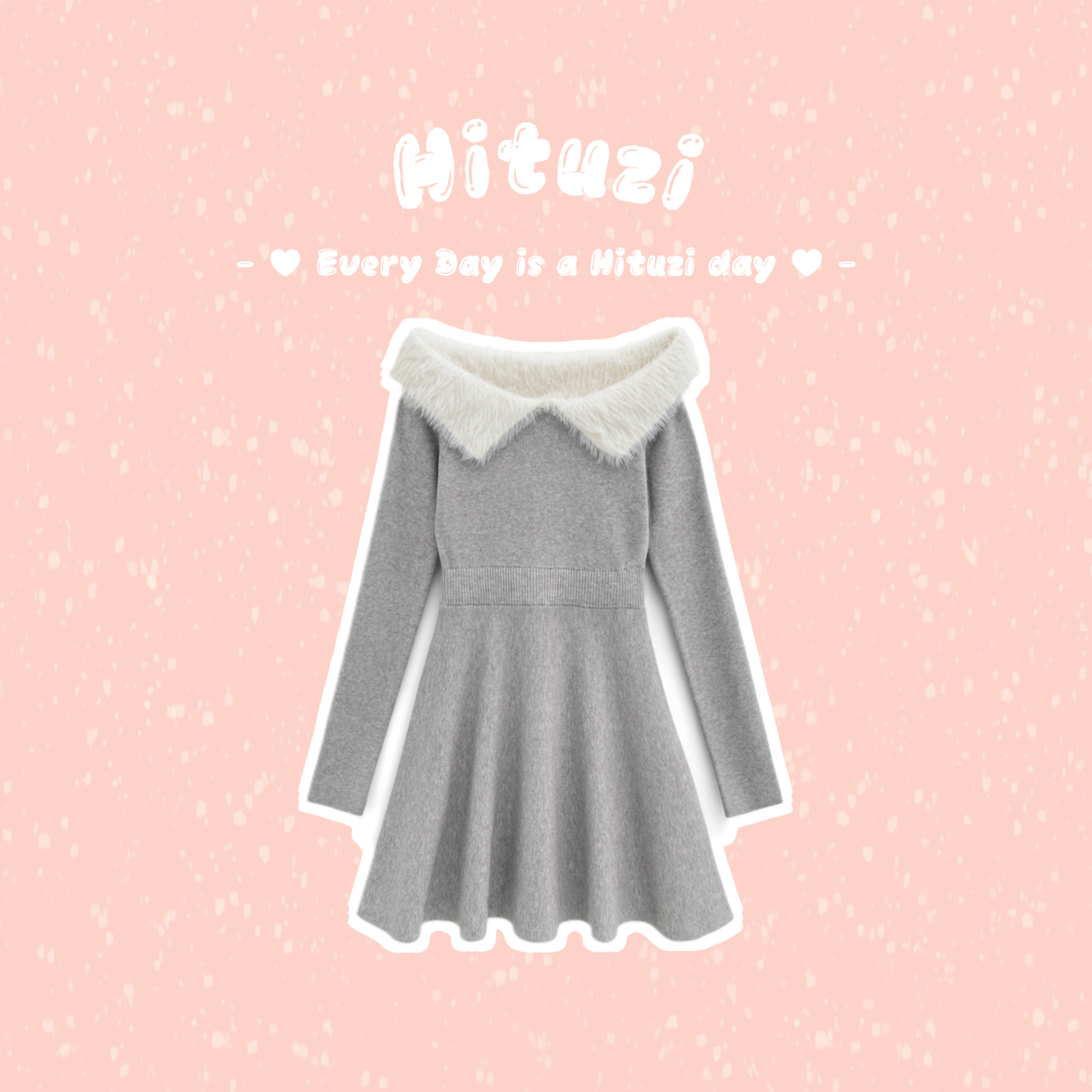 毛毛領針織洋裝