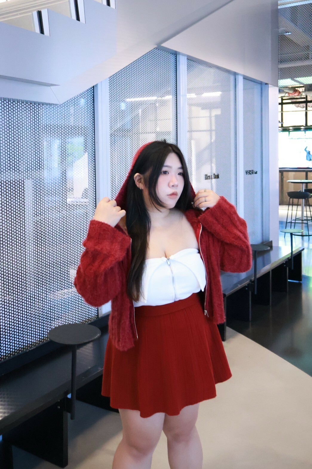 拉鍊質感帶Bra平口抹胸*加大*