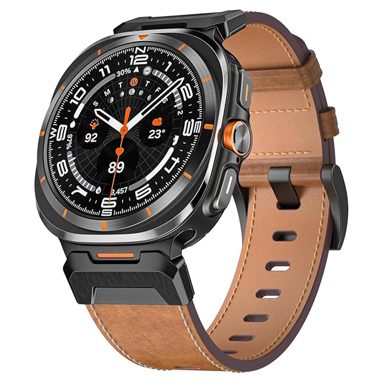 XPRO - Explorer Leather - Galaxy Watch Ultra Strap 頭層牛皮不鏽鋼扣智能手錶帶