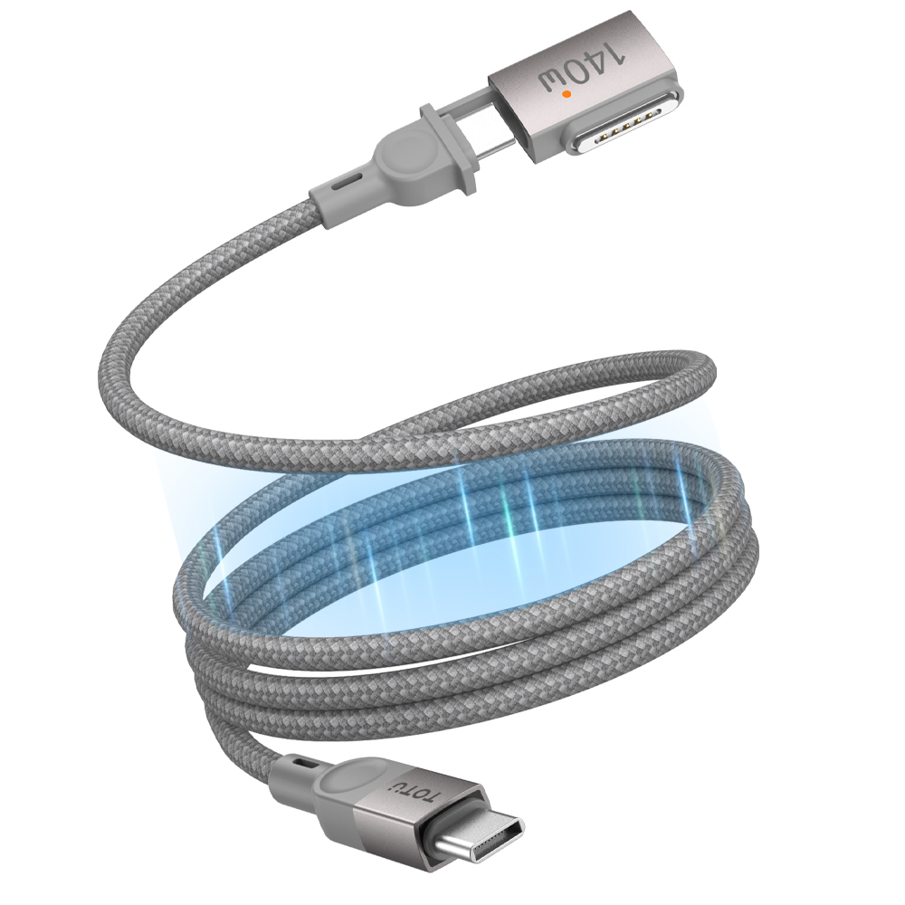 TOTU 拓途 二合一 磁吸收納 Type-C TO Type-C/MagSafe3/PD彎頭充電線快充 捲捲 1M