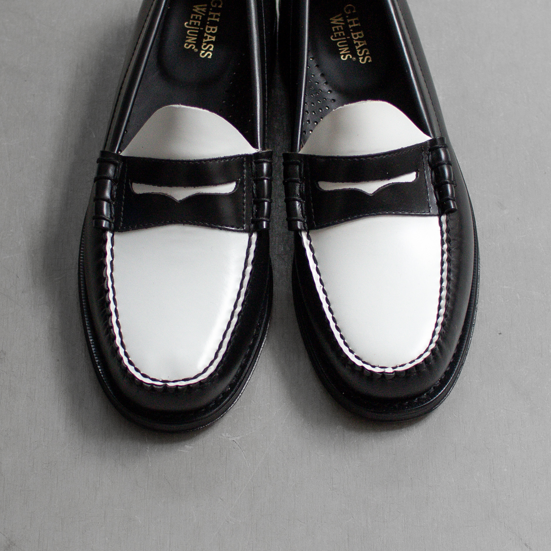 MENS G.H.BASS WEEJUN PENNY LOAFER B/W 便士 樂福鞋 皮底 男鞋