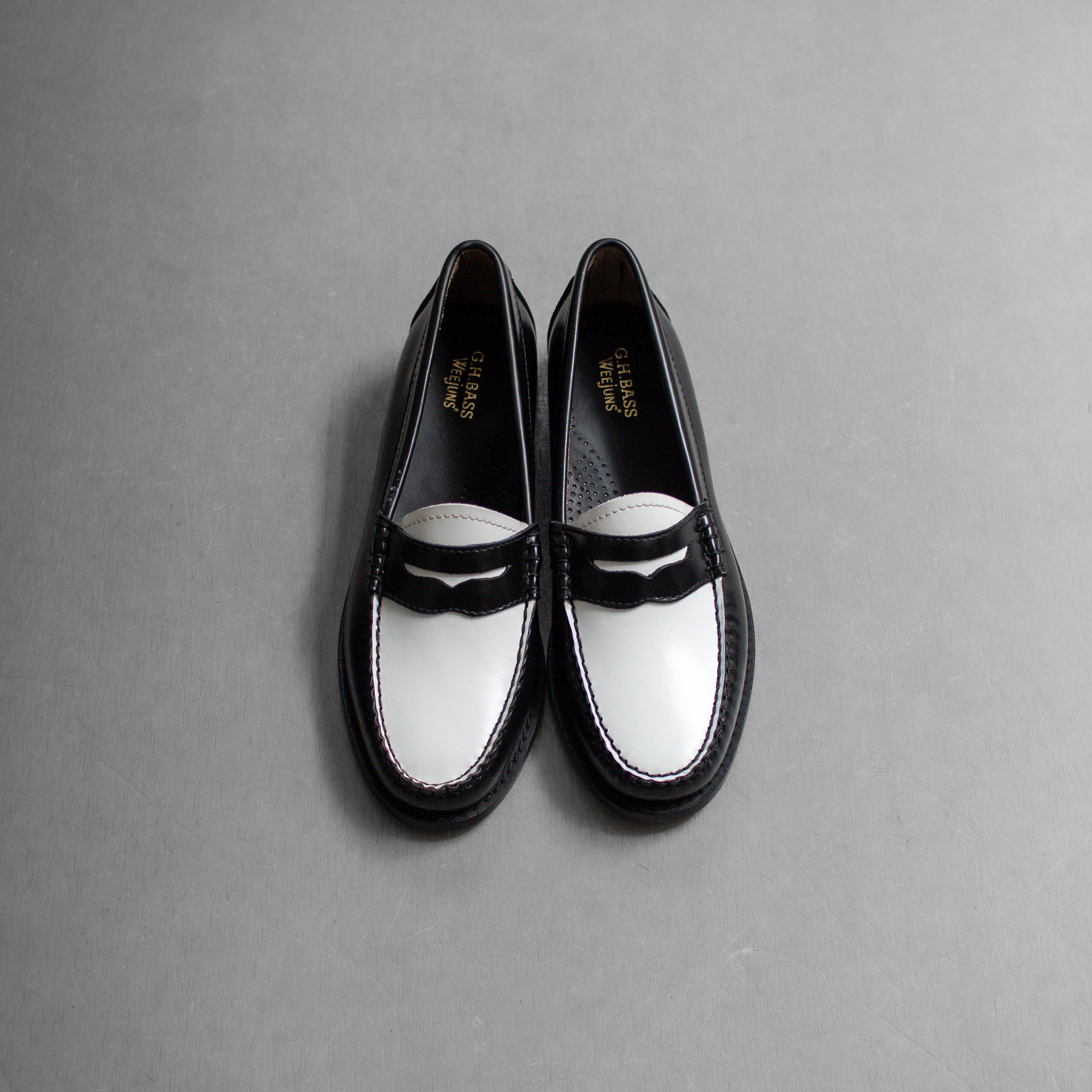 WOMENS G.H.BASS WEEJUN PENNY LOAFER BK/WH 便士 樂福鞋 皮底 女鞋
