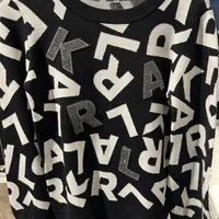 [S] KARL LAGERFELD ICONIC LOGO EMBELLISHED PUFF SLEEVE SWEATER,BLACK/GUNMETAL, L4ZSS737-BWG [FINAL SALE] (SKL1150)
