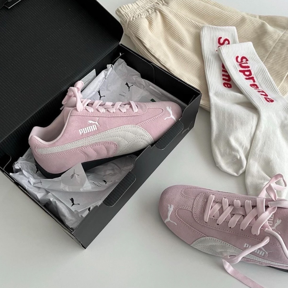 【逢甲FUZZY】Puma Speedcat 賽車鞋 粉白 Rose同款 39884604