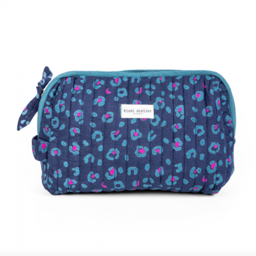 豹紋蝕光靛藍  | 大款化妝包